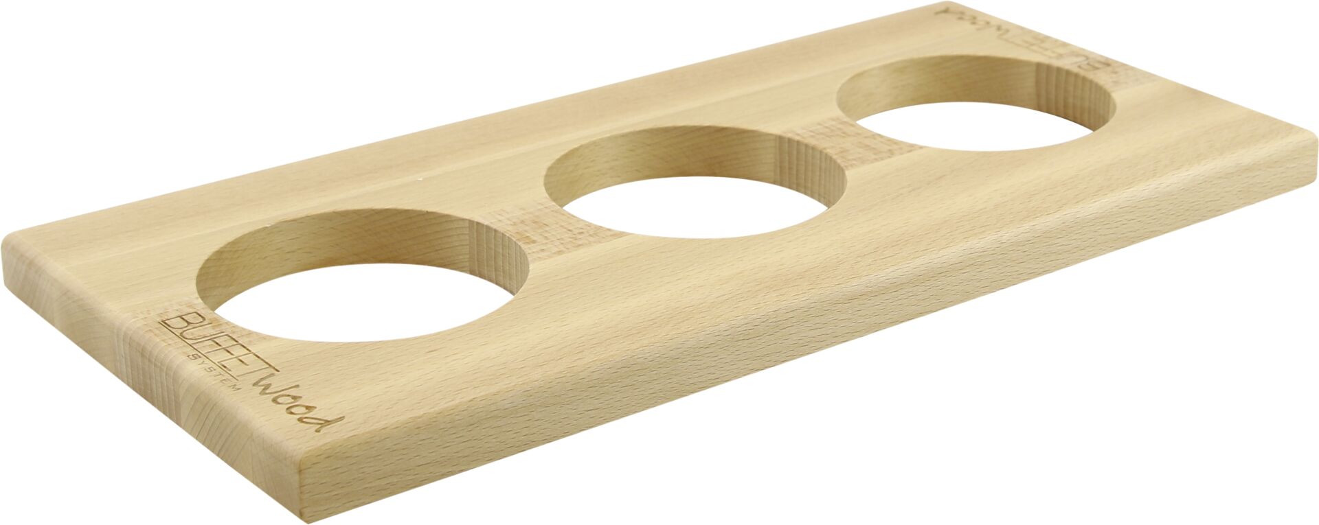 Buffetsystem "Wood" GN 1/3  Aufsatz 2cm mit 3 Aussparungen Ø 10cm